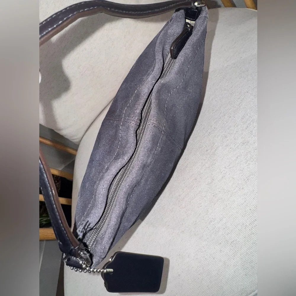 Coach Parkside Hobo Gray Shimmery Brushed Leather Shoulder Crossbody Bag #36897E